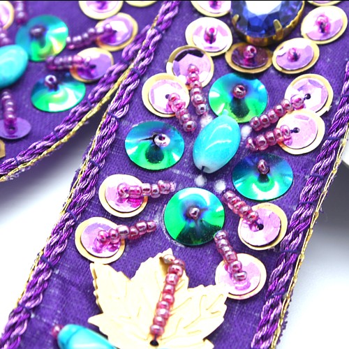 PURPLE BLUE  RHINESTONE SEQUIN TRIM - sarahi.NYC