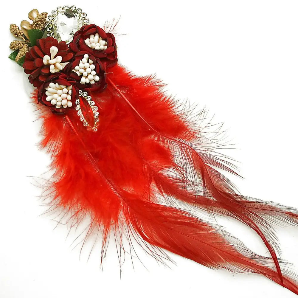 Red Feather Stone Applique - Sarahi.nyc Appliques & Motifs