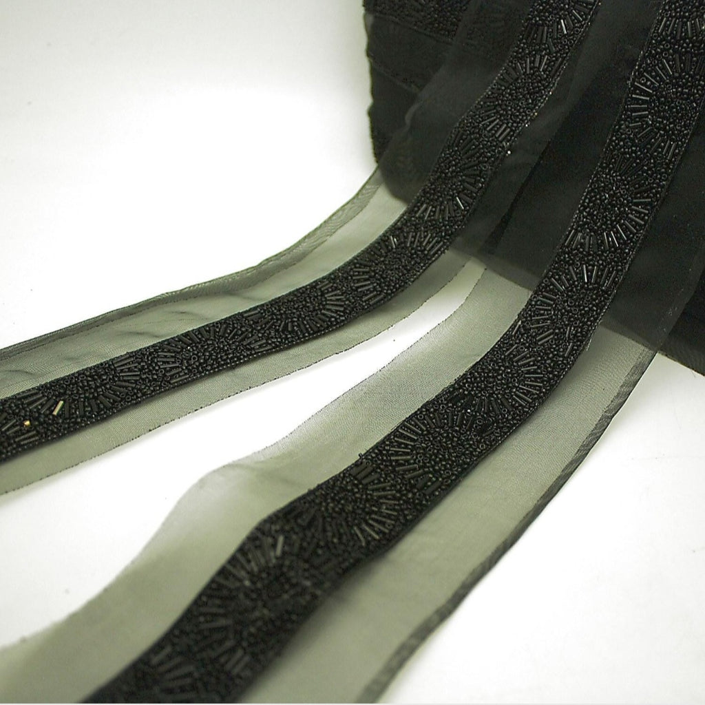 BLACK BEADED TRIM - sarahi.NYC