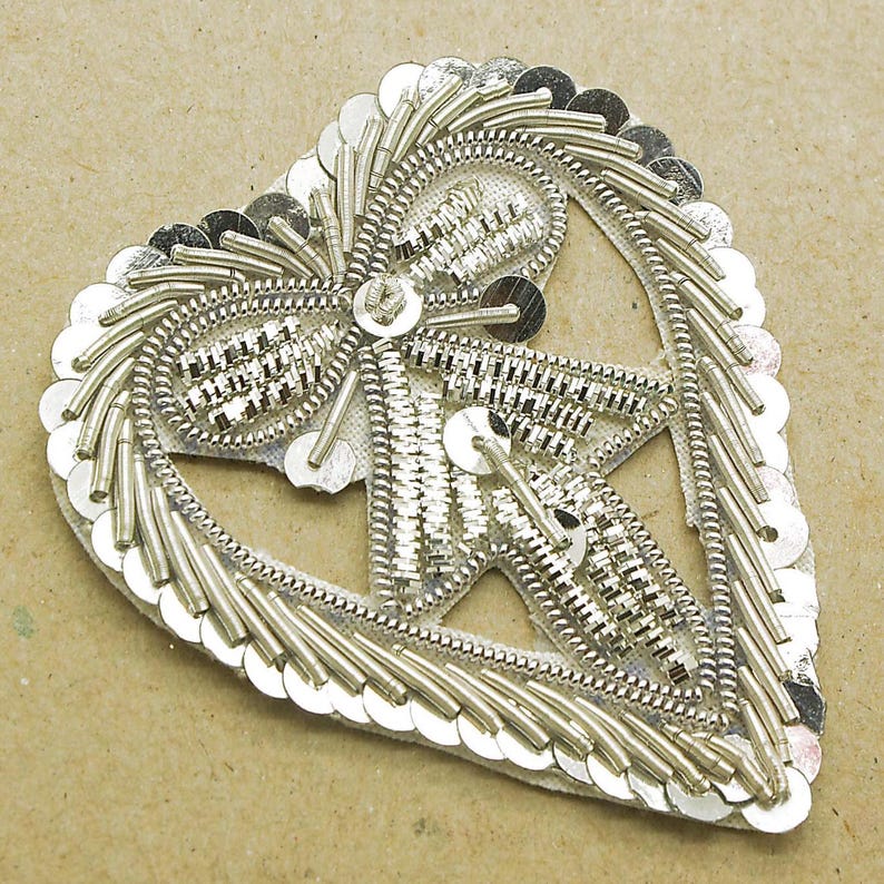 METALLIC HEART SEQUIN MOTIF - sarahi.NYC