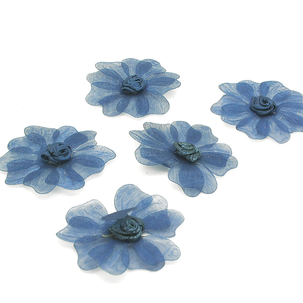 20 BLUE ORGANZA FLOWERS - sarahi.NYC