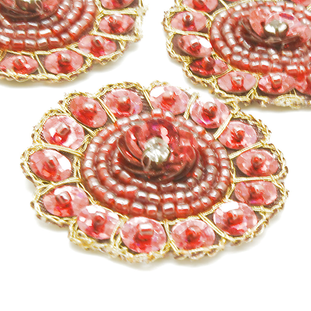 5 MAROON GOLD  FLORAL SEQUIN MOTIF - sarahi.NYC