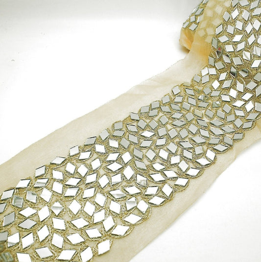 GOLD MIRROR WIDE FABRIC TRIM - sarahi.NYC