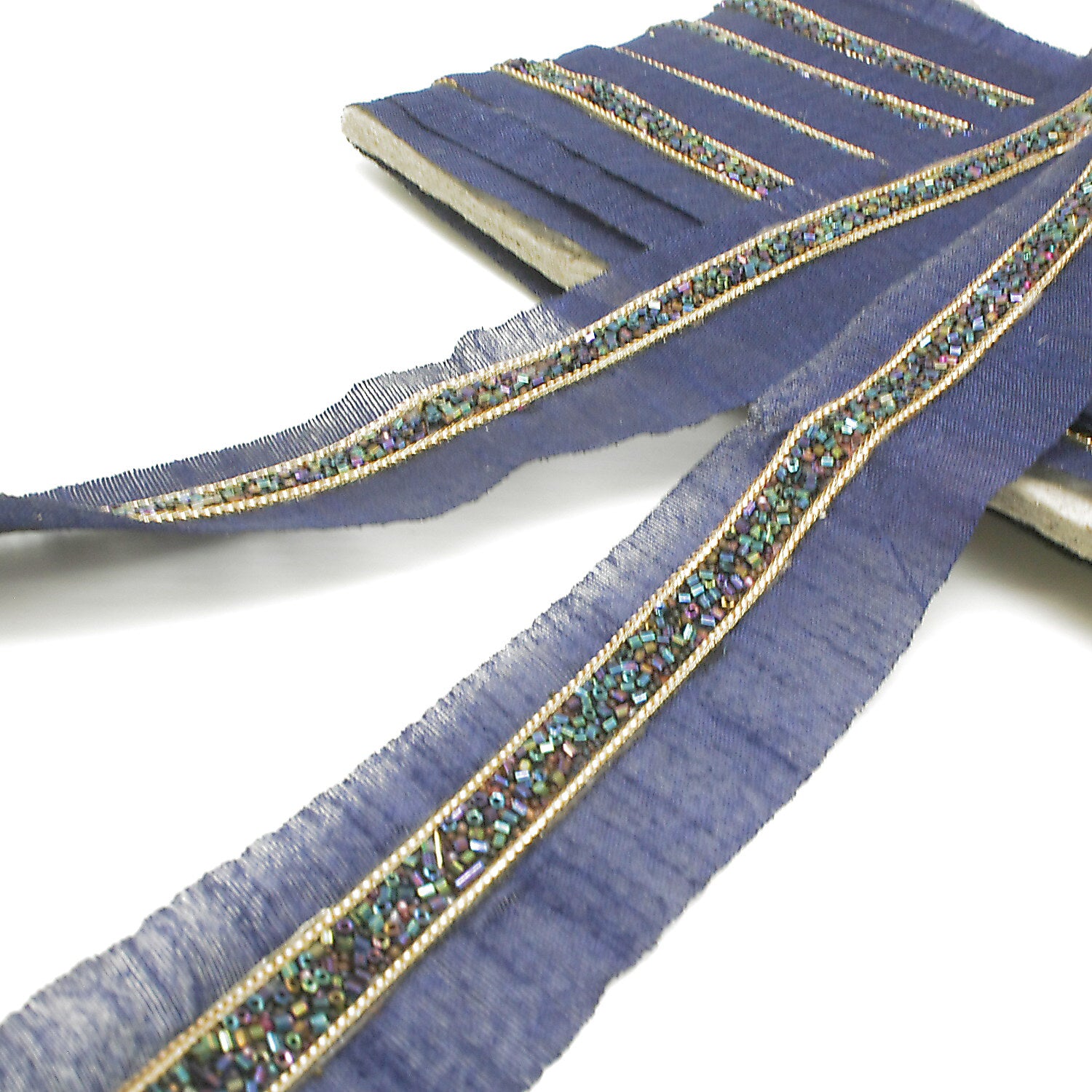 BLUE GOLD BEADED TRIM - sarahi.NYC