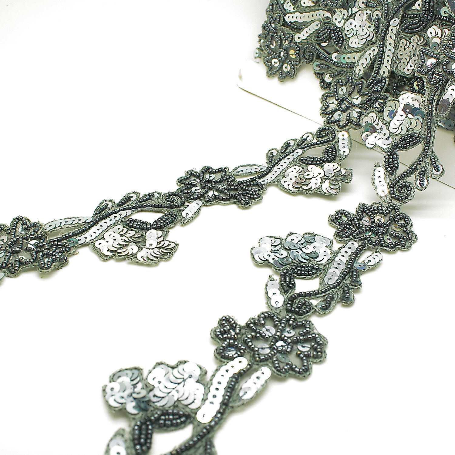 GRAY FLOWER SEQUIN TRIM - sarahi.NYC