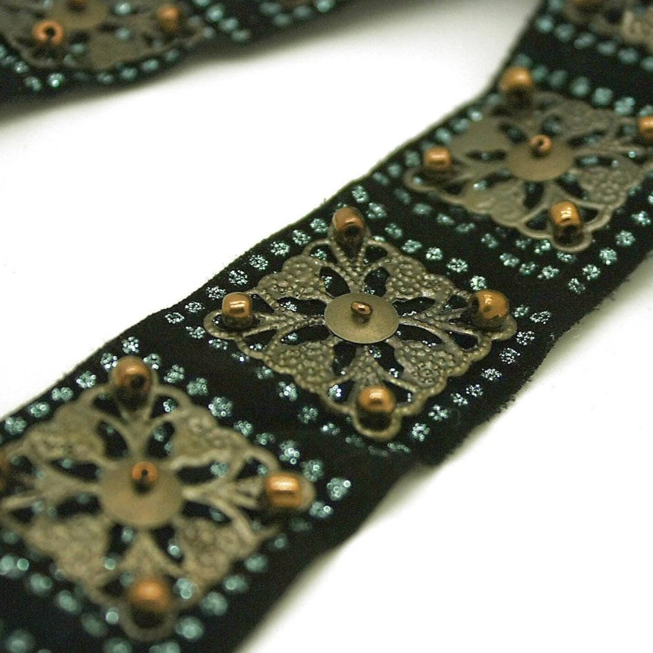 BLUE GLITTER BEADED TRIM - sarahi.NYC