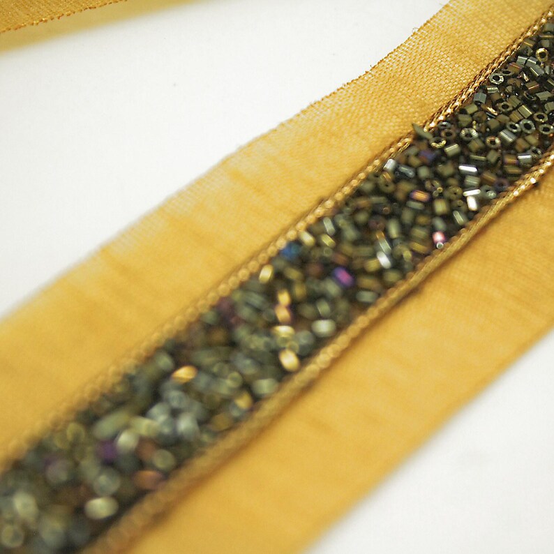 CHARCOAL GRAY IRIDESCENT BEADED TRIM - sarahi.NYC