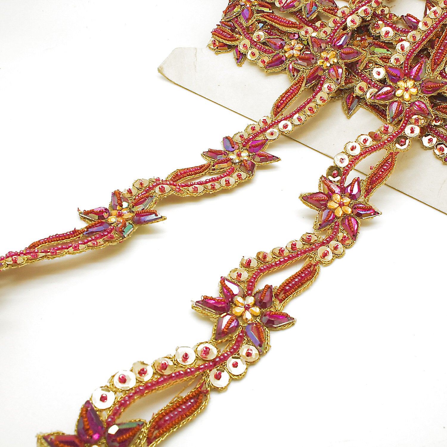 PINK GOLD  RHINESTONE SEQUIN BEADED TRIM - sarahi.NYC