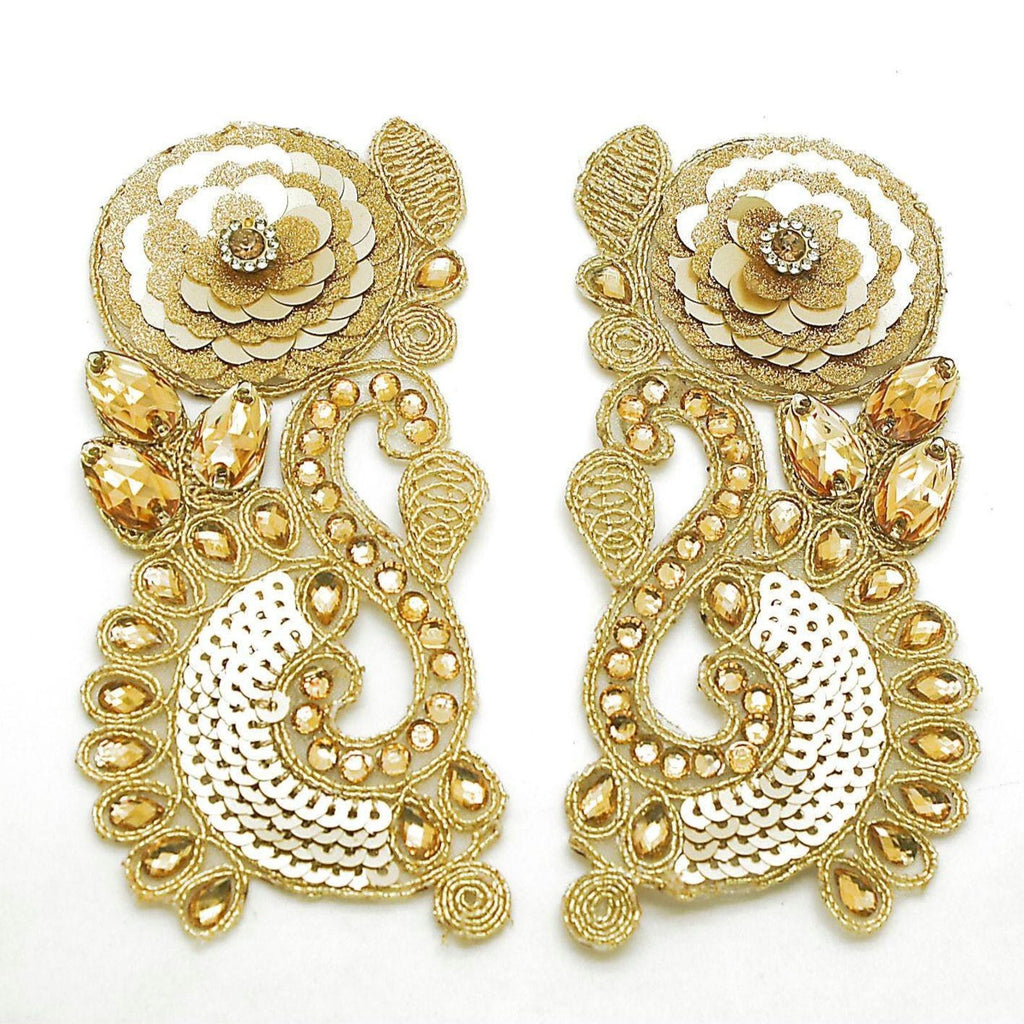GOLD RHINESTONE FLORAL APPLIQUE - sarahi.NYC
