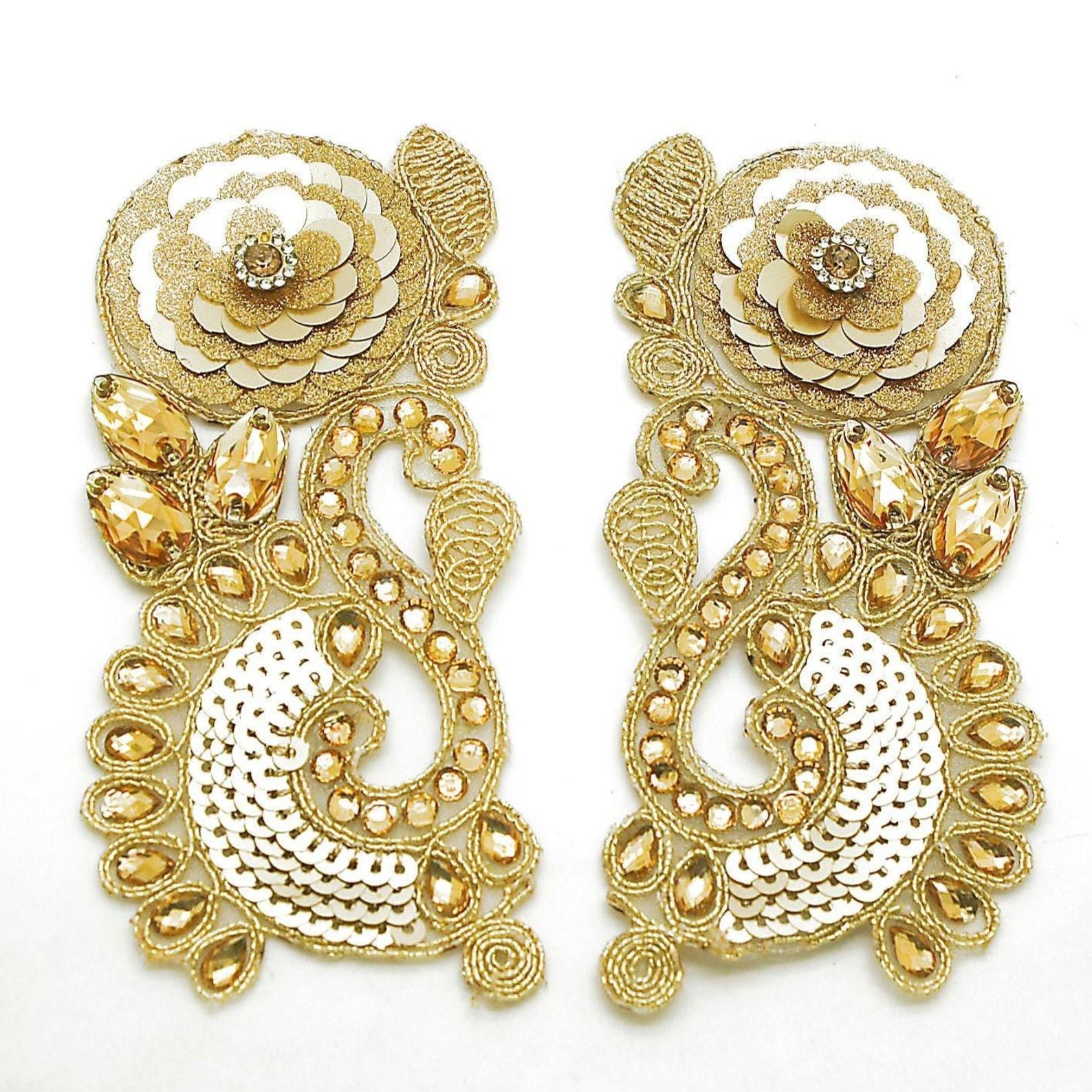 GOLD RHINESTONE FLORAL APPLIQUE - sarahi.NYC