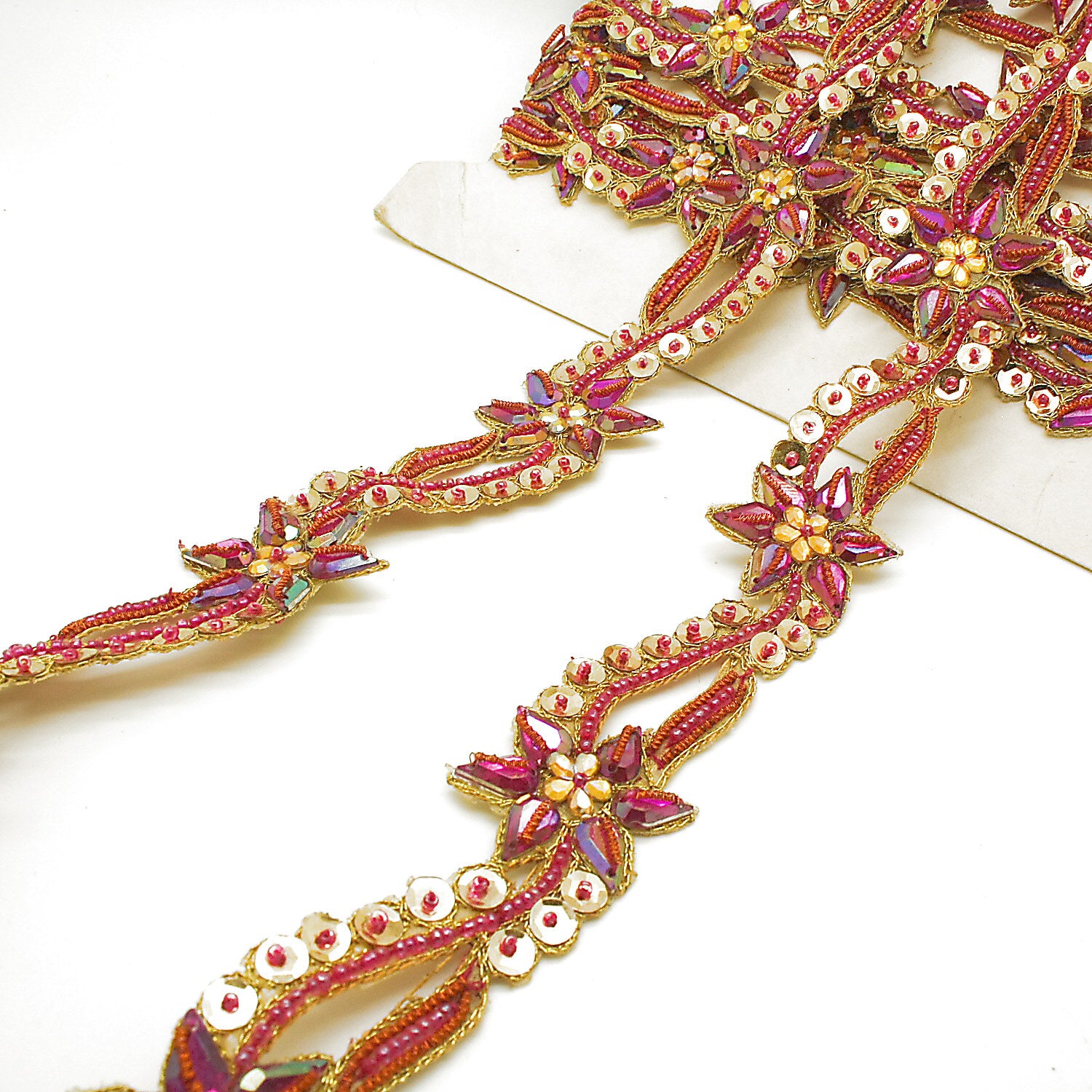 PINK GOLD  RHINESTONE SEQUIN BEADED TRIM - sarahi.NYC