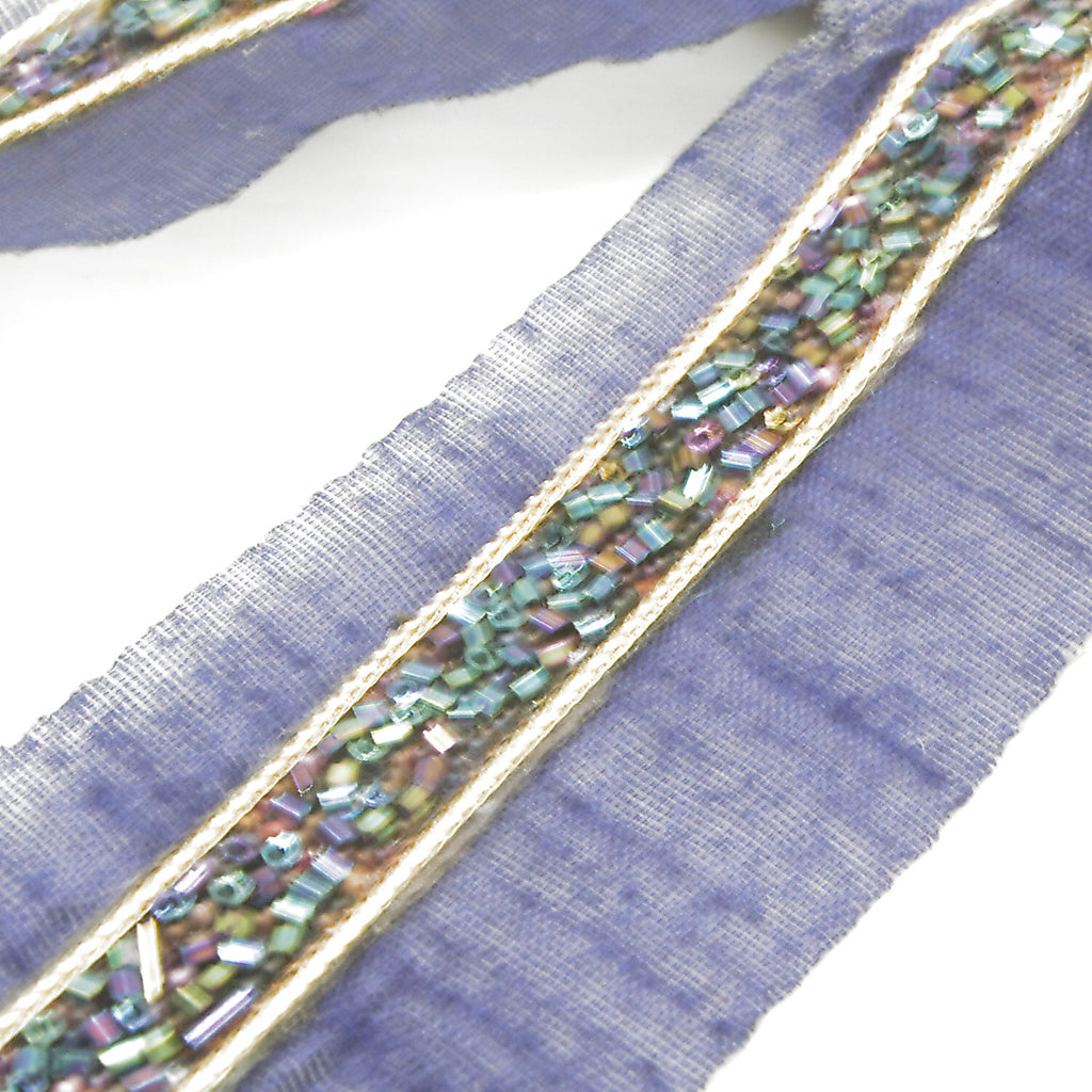 BLUE GOLD BEADED TRIM - sarahi.NYC