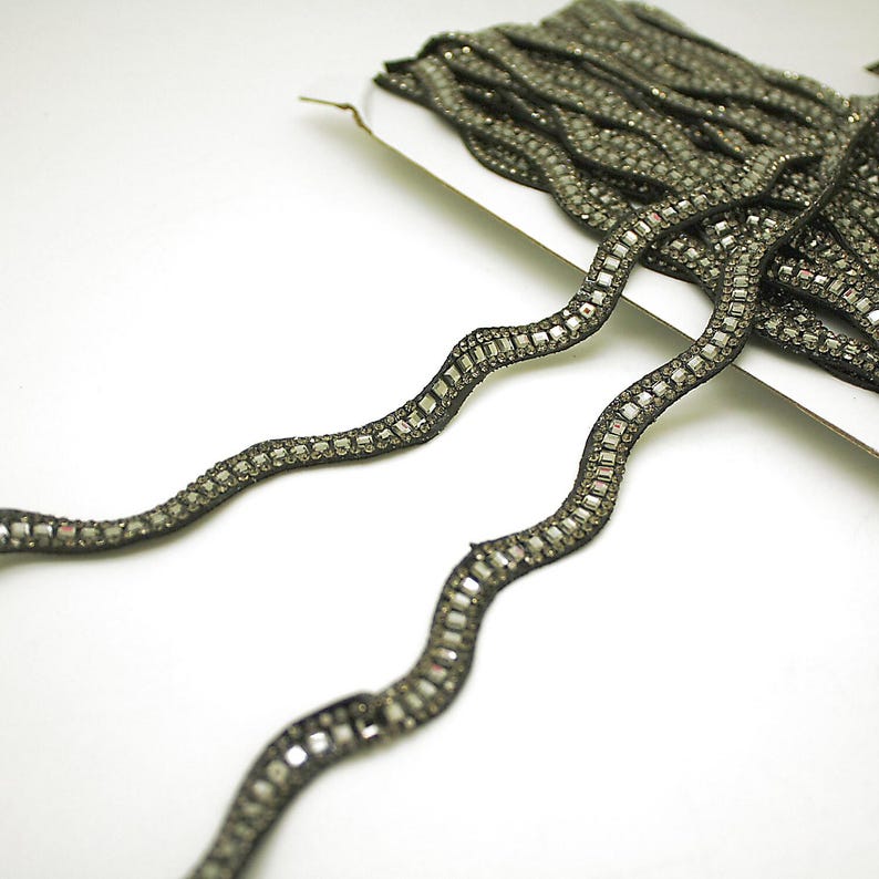 GRAY  WAVE RHINESTONE TRIM - sarahi.NYC
