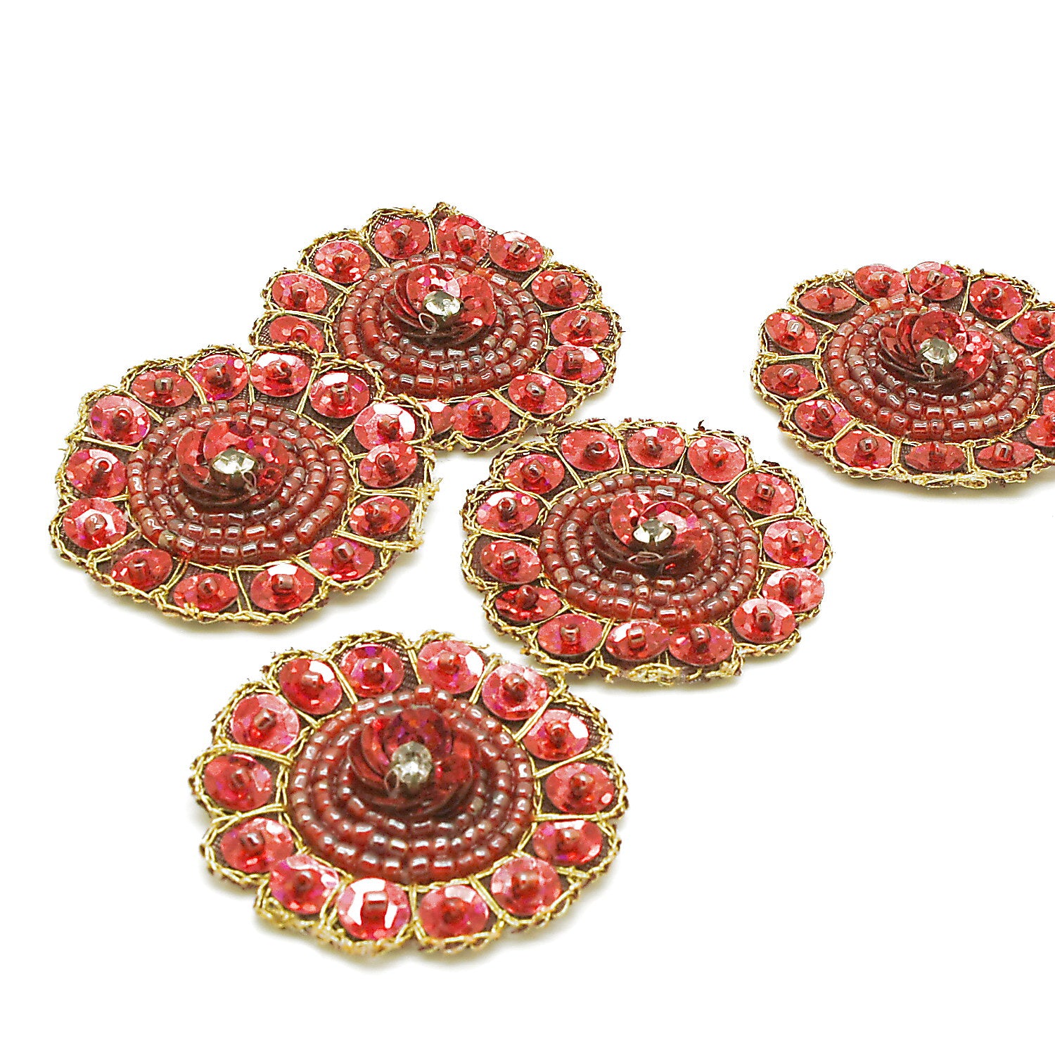 5 MAROON GOLD  FLORAL SEQUIN MOTIF - sarahi.NYC