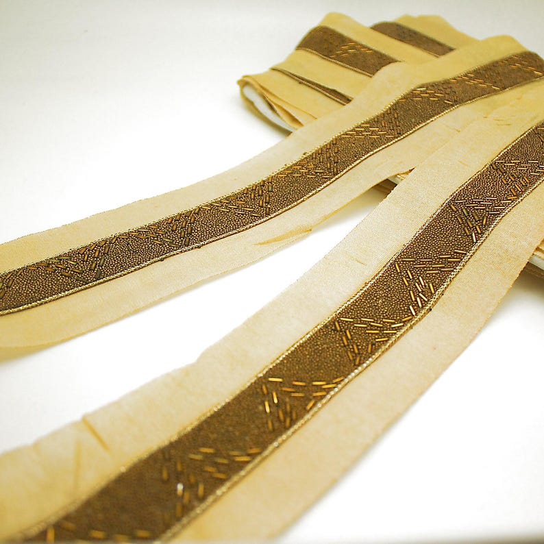 BRONZE GOLD BUGLE BEADED TRIM - sarahi.NYC