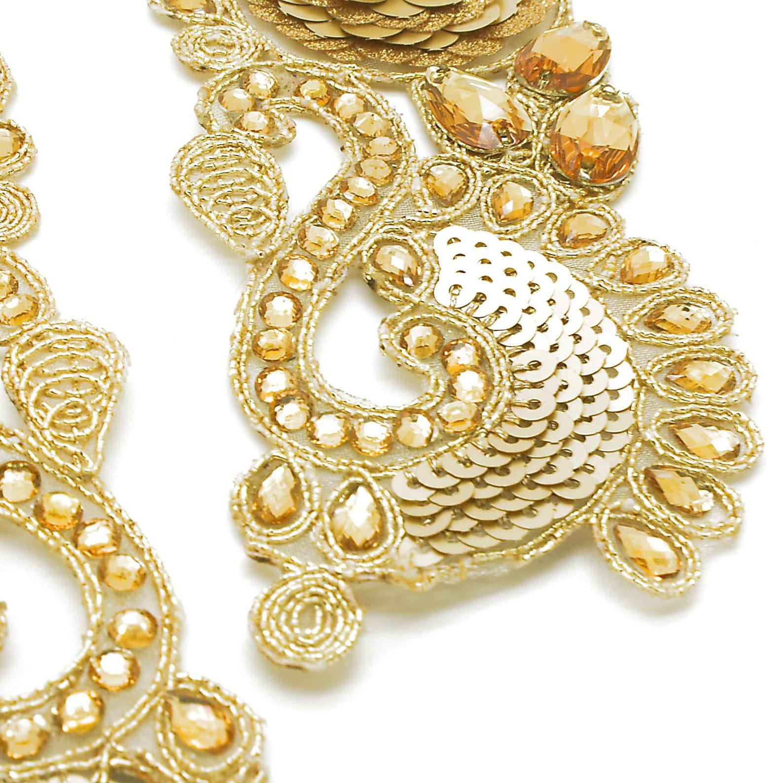 GOLD RHINESTONE FLORAL APPLIQUE - sarahi.NYC