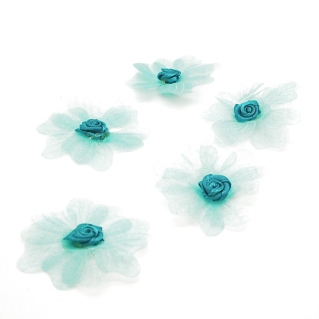 20 TURQUOISE ORGANZA FLOWERS - sarahi.NYC