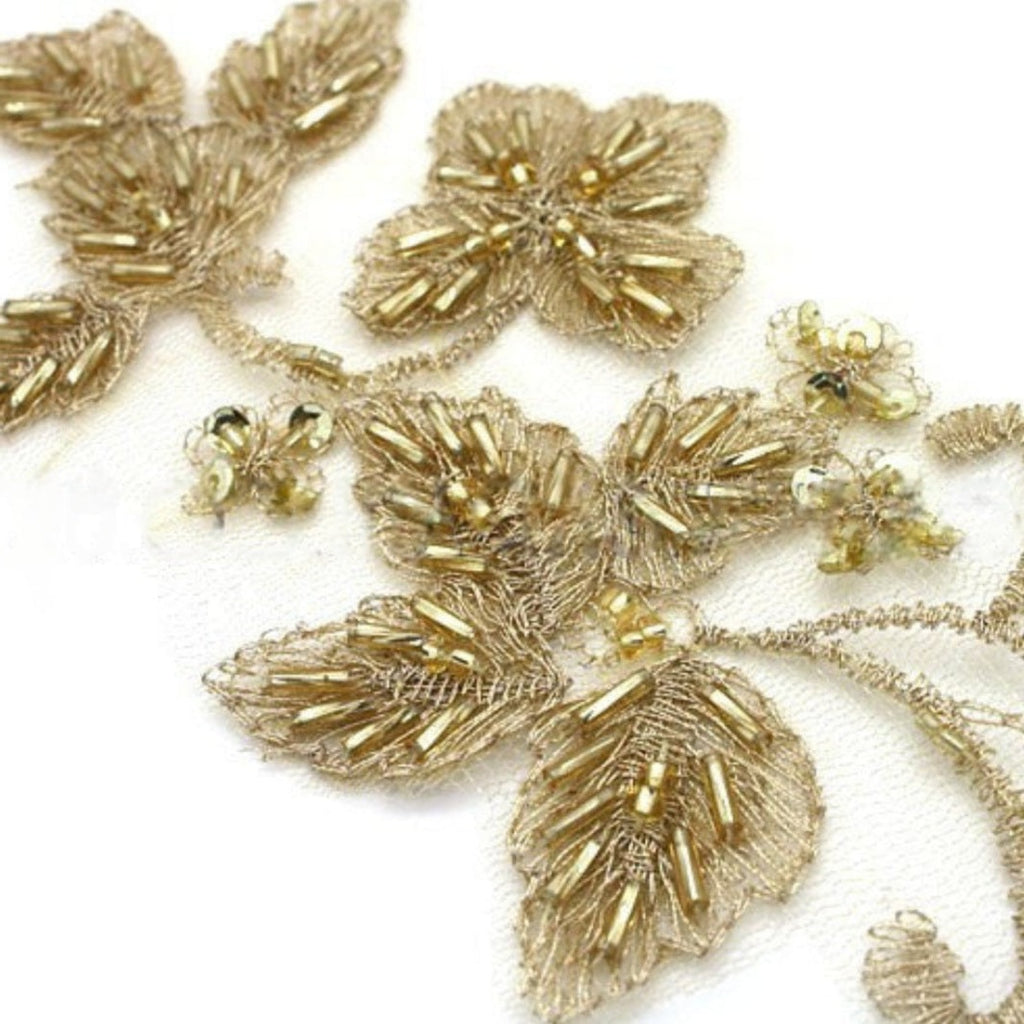 GOLD NET FLORAL APPLIQUE - sarahi.NYC
