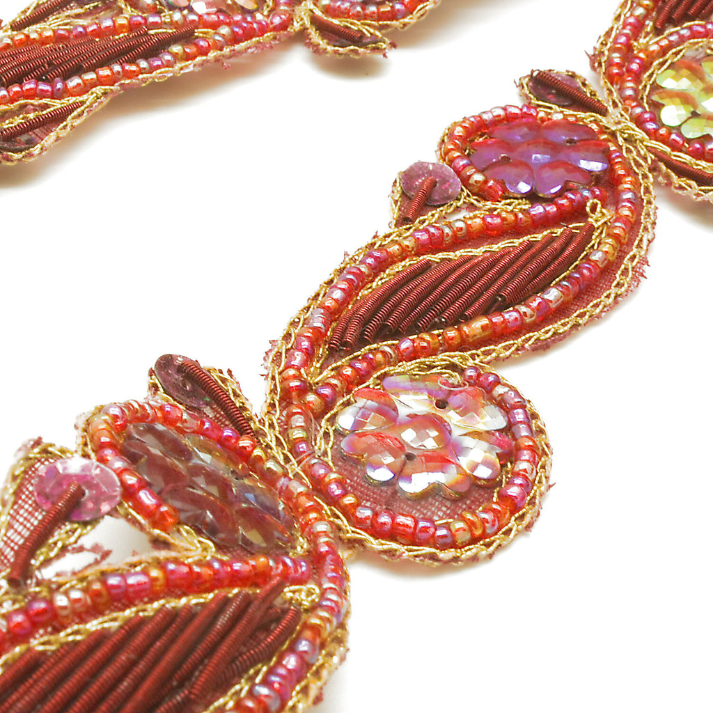 MAROON SEQUIN TRIM - sarahi.NYC