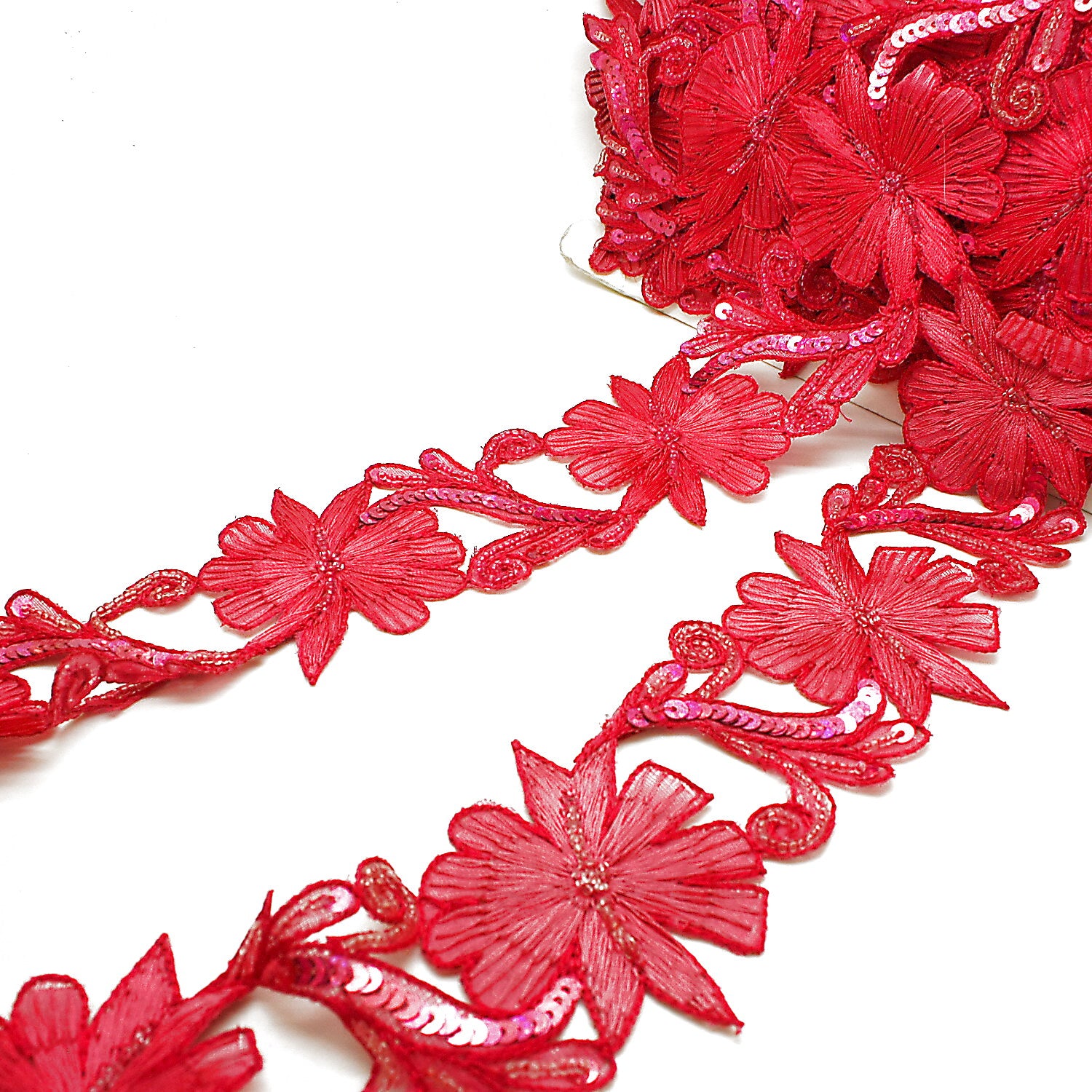 HOT PINK BEADED TRIM - sarahi.NYC