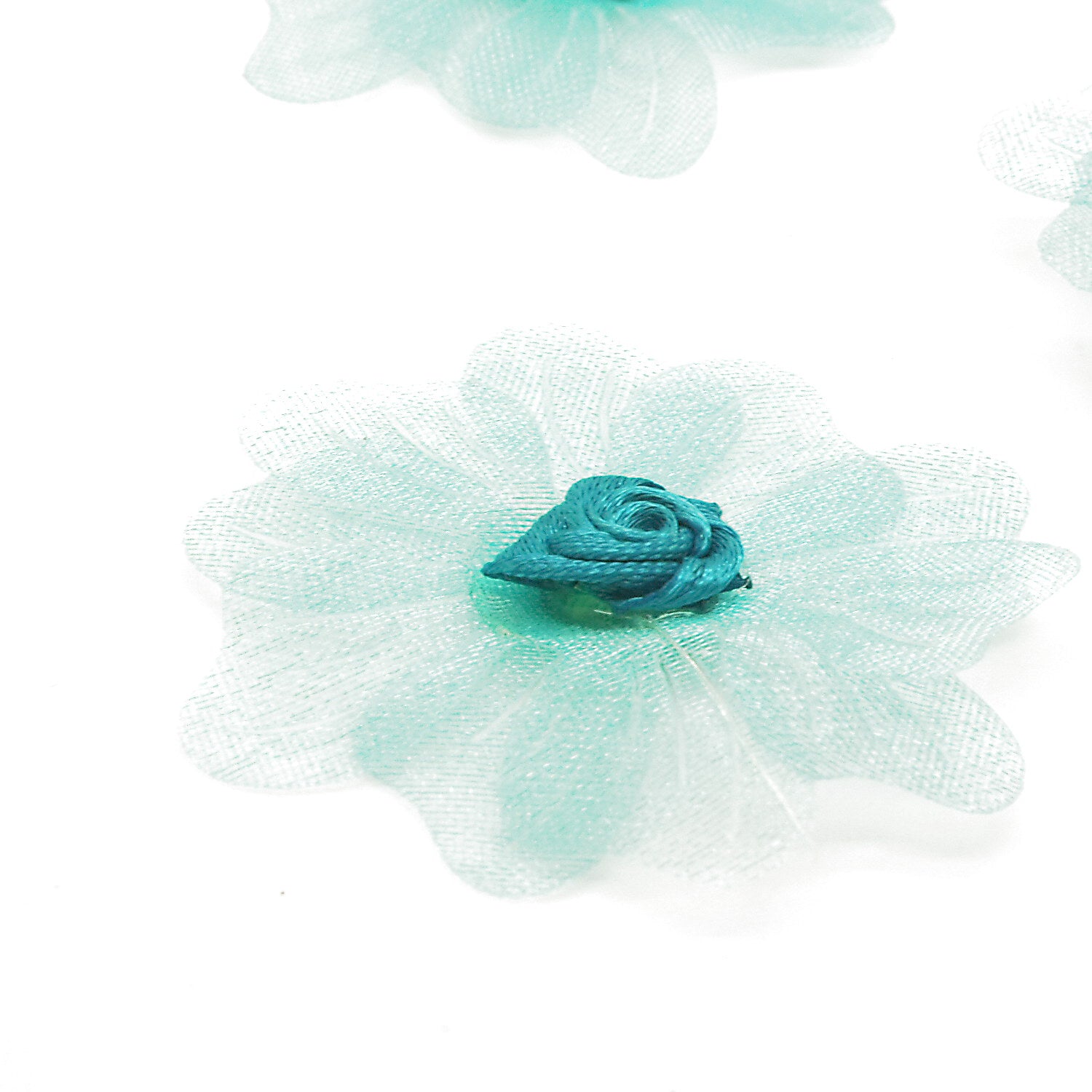 20 TURQUOISE ORGANZA FLOWERS - sarahi.NYC