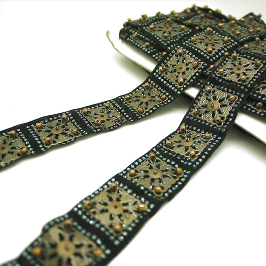 BLUE GLITTER BEADED TRIM - sarahi.NYC