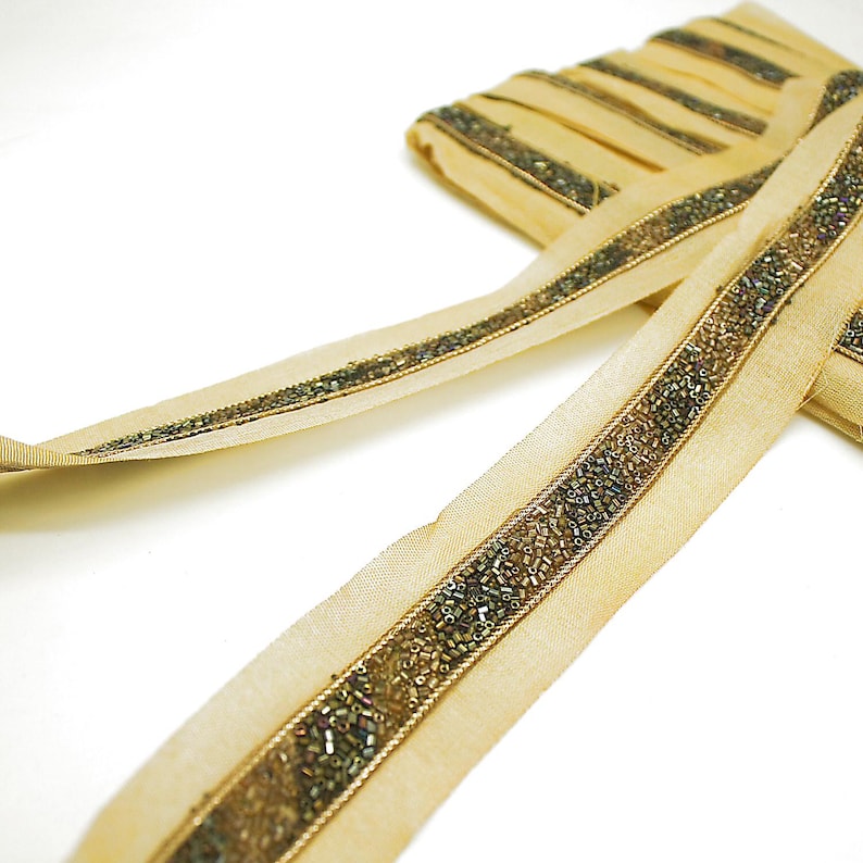 GOLD GRAY BEADED TRIM - sarahi.NYC