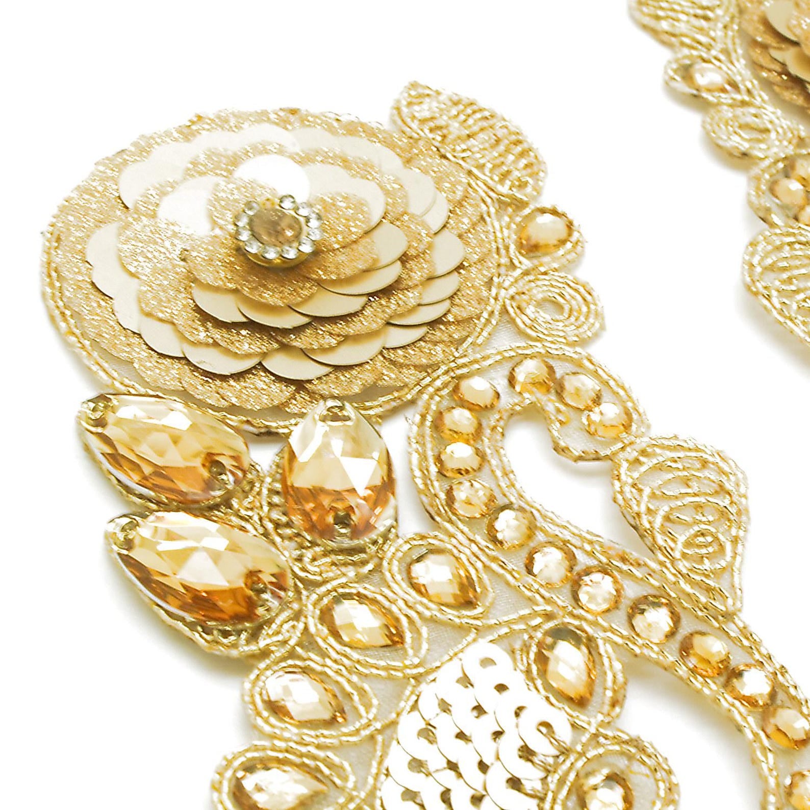GOLD RHINESTONE FLORAL APPLIQUE - sarahi.NYC