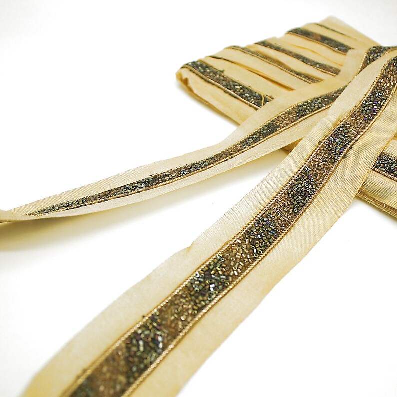 GOLD GRAY BEADED TRIM - sarahi.NYC