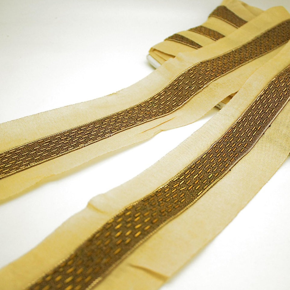 BRONZE GOLD BUGLE BEADED TRIM - sarahi.NYC