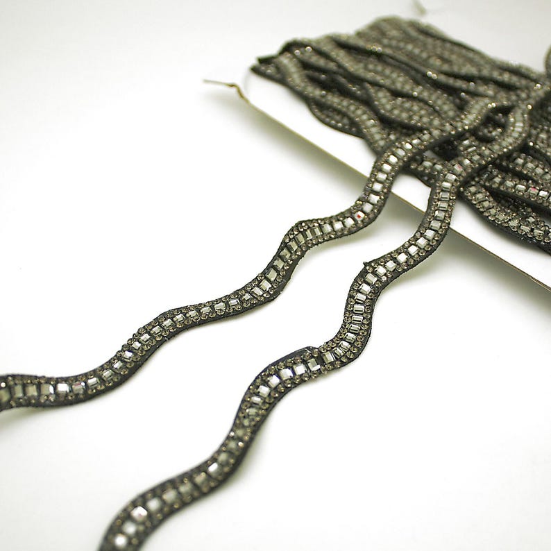 GRAY  WAVE RHINESTONE TRIM - sarahi.NYC
