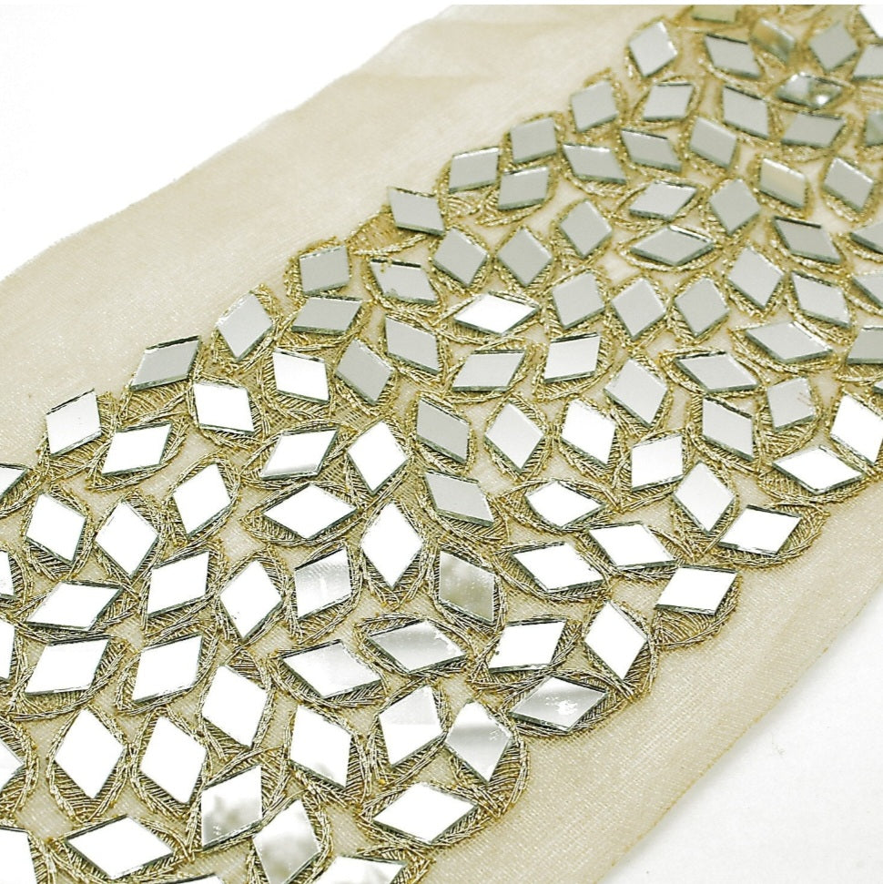 GOLD MIRROR WIDE FABRIC TRIM - sarahi.NYC