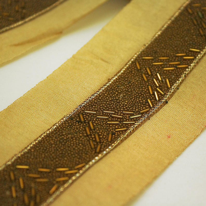 BRONZE GOLD BUGLE BEADED TRIM - sarahi.NYC