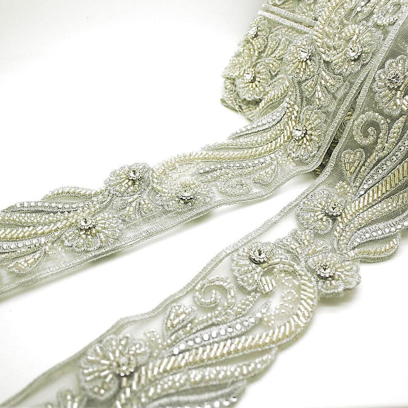 SILVER CRYSTAL NET TRIM - sarahi.NYC