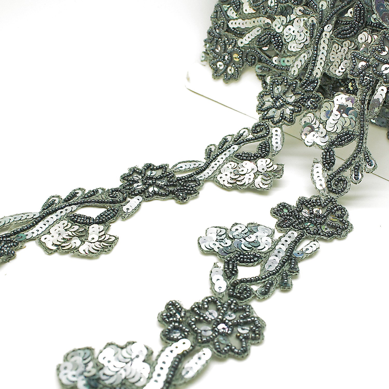 GRAY FLOWER SEQUIN TRIM - sarahi.NYC