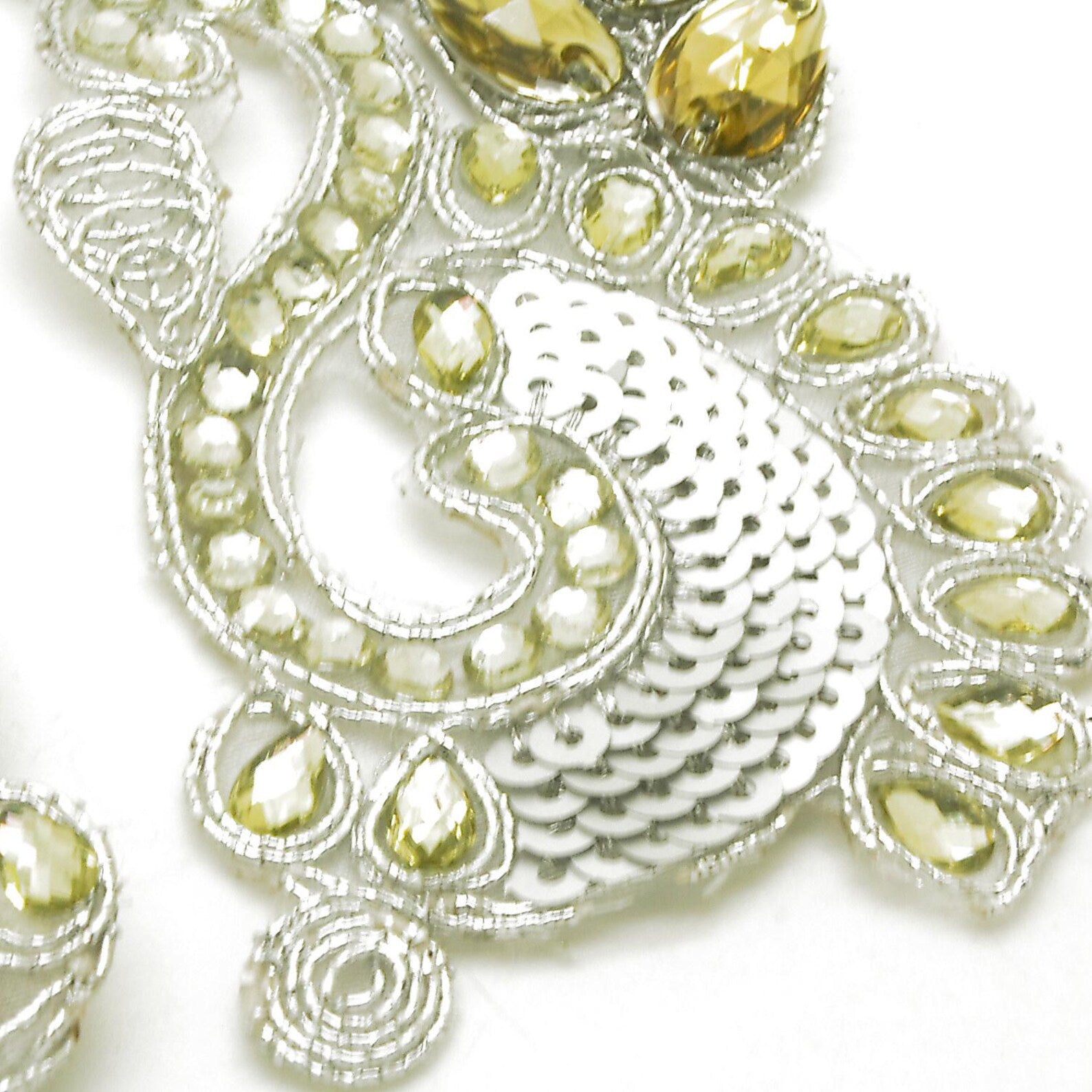 SILVER BEADED NET APPLIQUE PAIR - sarahi.NYC