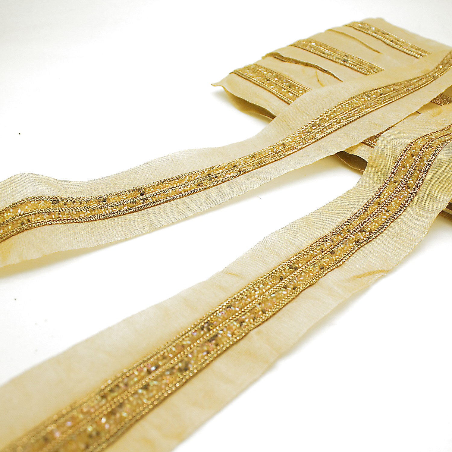 GOLD CREAM BEADED TRIM - sarahi.NYC