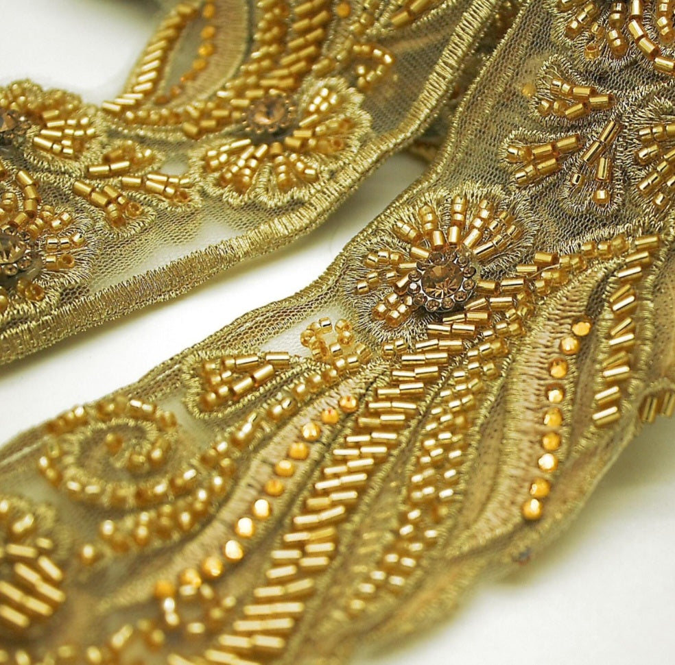 GOLD CRYSTAL NET TRIM - sarahi.NYC