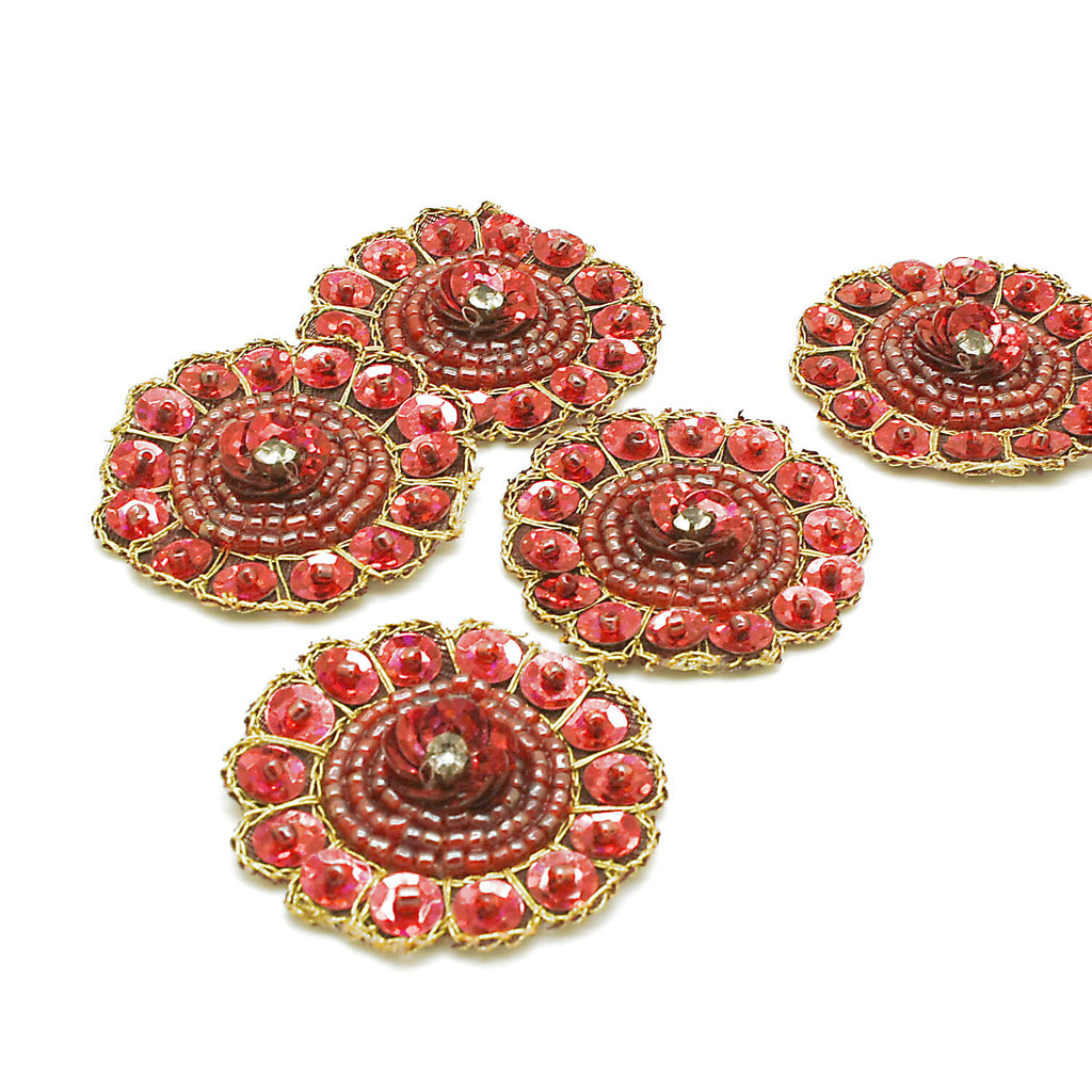 5 MAROON GOLD  FLORAL SEQUIN MOTIF - sarahi.NYC
