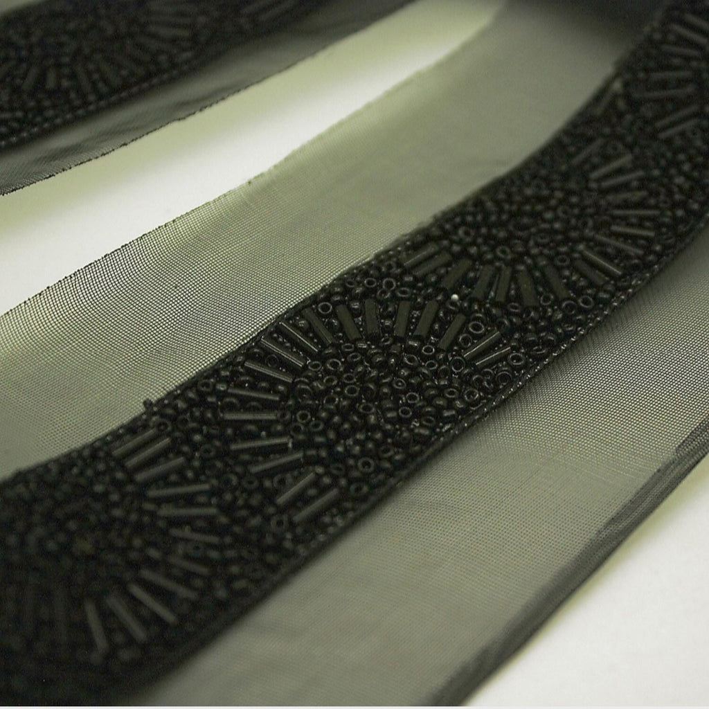 BLACK BEADED TRIM - sarahi.NYC