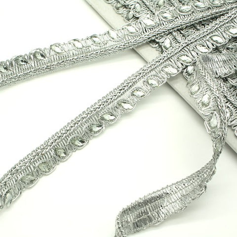 SILVER METALLIC RHINESTONE TRIM - sarahi.NYC