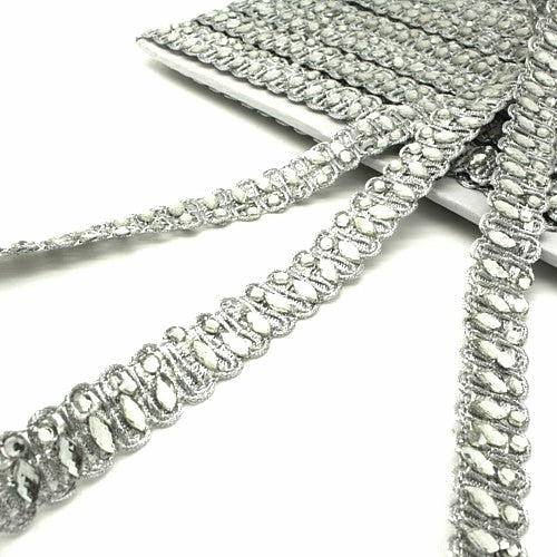 SILVER RHINESTONE WOVEN TRIM - sarahi.NYC