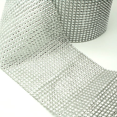 SILVER RHINESTONE EFFECT MESH TRIM - sarahi.NYC