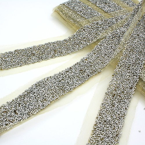 SILVER BUGLE NET BEADED TRIM - sarahi.NYC