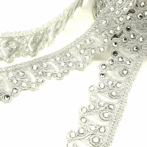 METALLIC SILVER RHINESTONE TRIM - sarahi.NYC