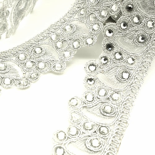 METALLIC SILVER RHINESTONE TRIM - sarahi.NYC