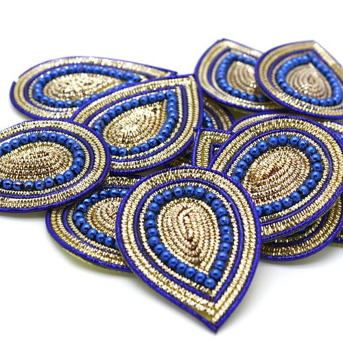 BLUE GOLD TEARDROP MOTIF - sarahi.NYC