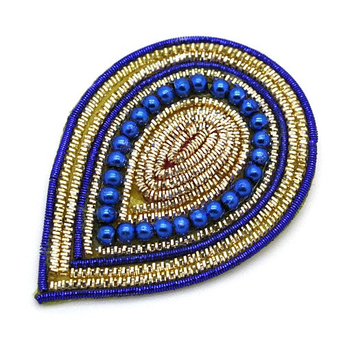 BLUE GOLD TEARDROP MOTIF - sarahi.NYC