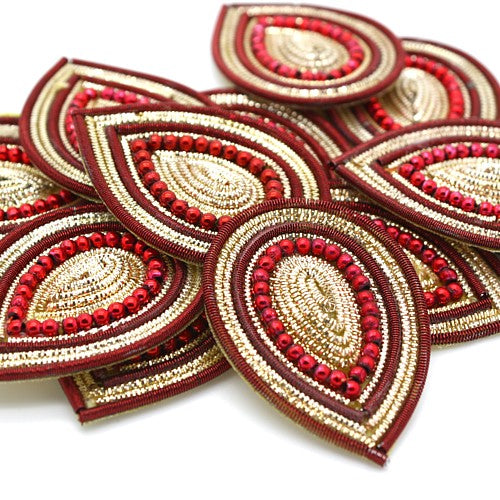 MAROON  GOLD TEAR DROP MOTIF - sarahi.NYC