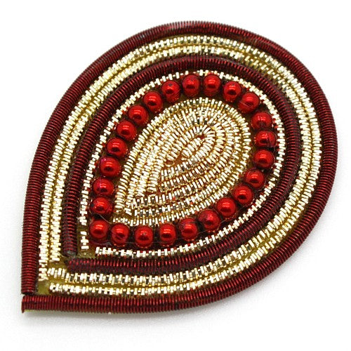 MAROON  GOLD TEAR DROP MOTIF - sarahi.NYC